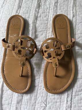 Tory Burch Miller Patent Leather Sandals in Sand Nude